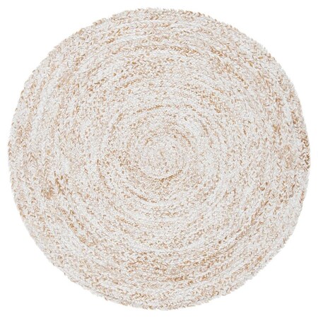 Safavieh 6 x 6 ft. Braided Hand Woven Round Area Rug; Ivory & Brown BRD271T-6R